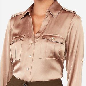 🌟HP🌟 NWT Slim Fit Satin Portofino Shirt Pecan